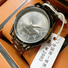 Men's Automatic Movement Alloy Case Fine Steel Strap Round Dial Mineral Reinforced Glass Mirror Leisure Style Luminous Waterproof Double Calendar Digital Watch