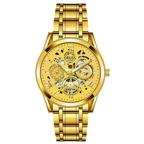 Men's Automatic Movement Watch Alloy Case And Strap Mineral Strengthened Glass Mirror Round Dial Leisure Style Luminous Waterproof