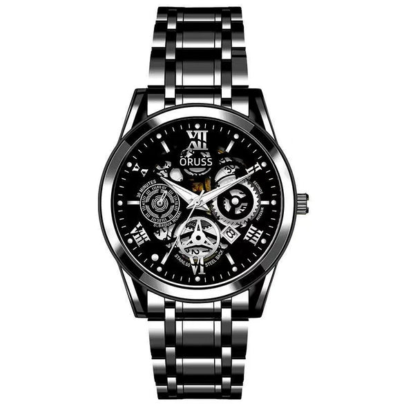 Men's Automatic Movement Watch Alloy Case And Strap Mineral Strengthened Glass Mirror Round Dial Leisure Style Luminous Waterproof