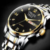 Men's Automatic Movement Waterproof Luminous Double Calendar Casual Business Style Watch With Alloy Strap And Stainless Steel Case