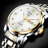 Men's Automatic Movement Waterproof Luminous Double Calendar Casual Business Style Watch With Alloy Strap And Stainless Steel Case