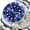 Men's Automatic Non Mechanical Alloy Case Steel Strap Waterproof Luminous Round Dial Watch