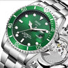 Men's Automatic Non Mechanical Alloy Case Steel Strap Waterproof Luminous Round Dial Watch