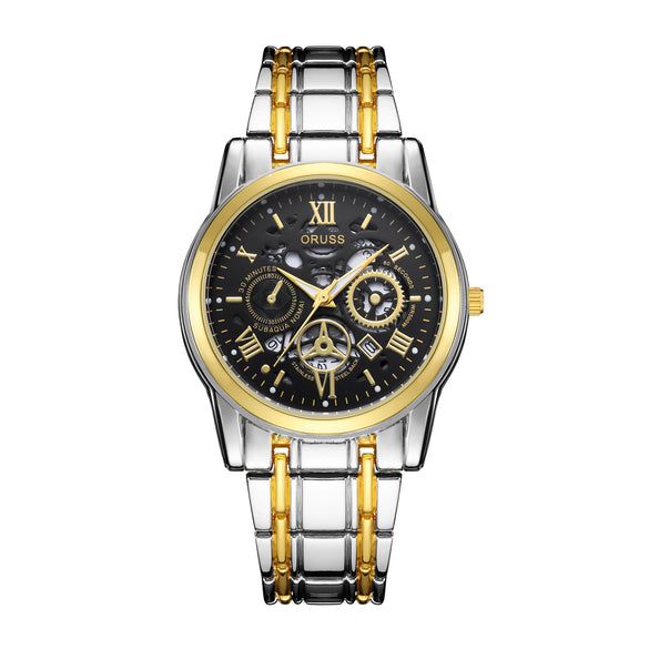 Men's Automatic Non Mechanical Business Style Watch With Alloy Case And Strap Mineral Strengthened Glass Mirror Round Dial