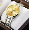 Men's Automatic Quartz Business Wrist Watch With Luminous Waterproof Calendar Round Dial Alloy Case Steel Strap Coated Glass Mirror