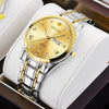 Men's Automatic Quartz Business Wrist Watch With Luminous Waterproof Calendar Round Dial Alloy Case Steel Strap Coated Glass Mirror