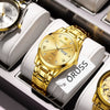 Men's Automatic Quartz Business Wrist Watch With Luminous Waterproof Calendar Round Dial Alloy Case Steel Strap Coated Glass Mirror