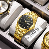Men's Automatic Quartz Business Wrist Watch With Luminous Waterproof Calendar Round Dial Alloy Case Steel Strap Coated Glass Mirror