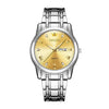Men's Automatic Quartz Business Wrist Watch With Luminous Waterproof Calendar Round Dial Alloy Case Steel Strap Coated Glass Mirror