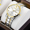 Men's Automatic Quartz Business Wrist Watch With Luminous Waterproof Calendar Round Dial Alloy Case Steel Strap Coated Glass Mirror