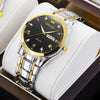 Men's Automatic Quartz Business Wrist Watch With Luminous Waterproof Calendar Round Dial Alloy Case Steel Strap Coated Glass Mirror