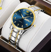 Men's Automatic Quartz Business Wrist Watch With Luminous Waterproof Calendar Round Dial Alloy Case Steel Strap Coated Glass Mirror