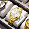 Men's Automatic Quartz Business Wrist Watch With Luminous Waterproof Calendar Round Dial Alloy Case Steel Strap Coated Glass Mirror