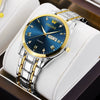 Men's Automatic Quartz Business Wrist Watch With Luminous Waterproof Calendar Round Dial Alloy Case Steel Strap Coated Glass Mirror