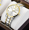 Men's Automatic Quartz Business Wrist Watch With Luminous Waterproof Calendar Round Dial Alloy Case Steel Strap Coated Glass Mirror