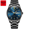 Men's Automatic Quartz Business Wrist Watch With Luminous Waterproof Calendar Round Dial Alloy Case Steel Strap Coated Glass Mirror