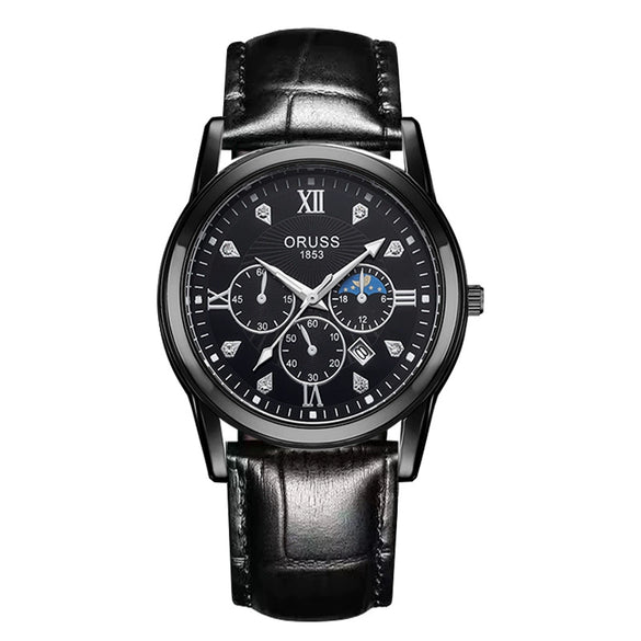 Men's Automatic Quartz Watch Steel Round Dial Luminous Waterproof