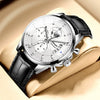 Men's Automatic Waterproof Luminous Calendar Alloy And Genuine Leather Watches With Round Dial And Onion Crown In Leisure Style