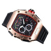 Men's Barrel Dial Quartz Watch With Carbon Fiber Pattern Pointer Display Rubber Strap Business Style Wholesale