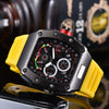 Men's Barrel Dial Quartz Watch With Carbon Fiber Pattern Pointer Display Rubber Strap Business Style Wholesale