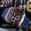 Men's Barrel Dial Quartz Watch With Carbon Fiber Pattern Pointer Display Rubber Strap Business Style Wholesale