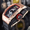 Men's Barrel Dial Quartz Watch With Carbon Fiber Pattern Pointer Display Rubber Strap Business Style Wholesale