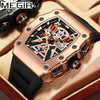 Men's Barrel Shaped Silicone And Stainless Steel Watch With Chronograph Function