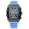Men's Barrel Shaped Silicone And Stainless Steel Watch With Chronograph Function