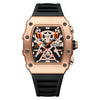 Men's Barrel Shaped Silicone And Stainless Steel Watch With Chronograph Function