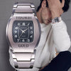 Men's Barrelshaped Alloy Band Quartz Watch Business Style