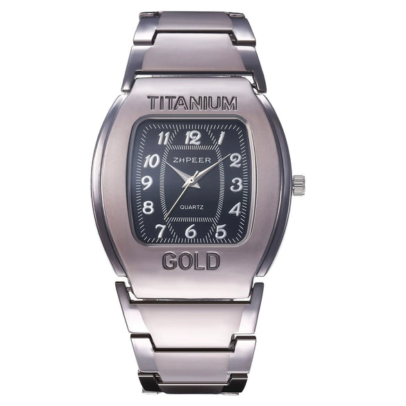 Men's Barrelshaped Alloy Band Quartz Watch Business Style
