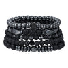 Men's Beaded Bracelet Set Stone Geometric Handmade