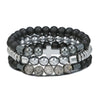 Men's Beaded Bracelet Set Stone Geometric Handmade