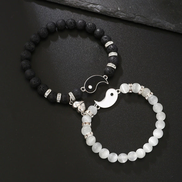 Men's Beaded Bracelet Set Stone Geometric Handmade