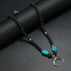 Men's Beaded Coconut Shell Alloy Retro Necklace With Geometric Crescent Moon Handwoven Design