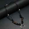 Men's Beaded Coconut Shell Alloy Retro Necklace With Geometric Crescent Moon Handwoven Design