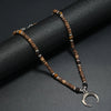 Men's Beaded Coconut Shell Alloy Retro Necklace With Geometric Crescent Moon Handwoven Design