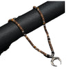 Men's Beaded Coconut Shell Alloy Retro Necklace With Geometric Crescent Moon Handwoven Design