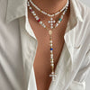 Men's Beaded Necklace With Alloy Cross Pendant And Imitation Pearls Handmade Geometric Style