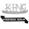 Men's Belt Set With Alloy And Satin Cloth Crown In Light Luxury Style For Birthday