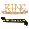 Men's Belt Set With Alloy And Satin Cloth Crown In Light Luxury Style For Birthday