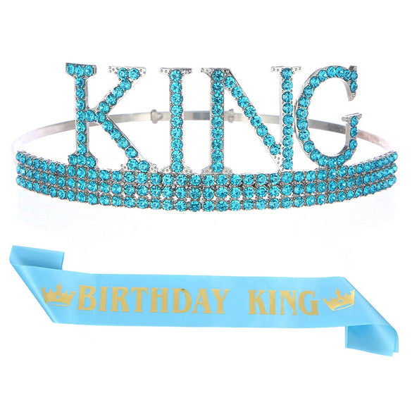 Men's Belt Set With Alloy And Satin Cloth Crown In Light Luxury Style For Birthday