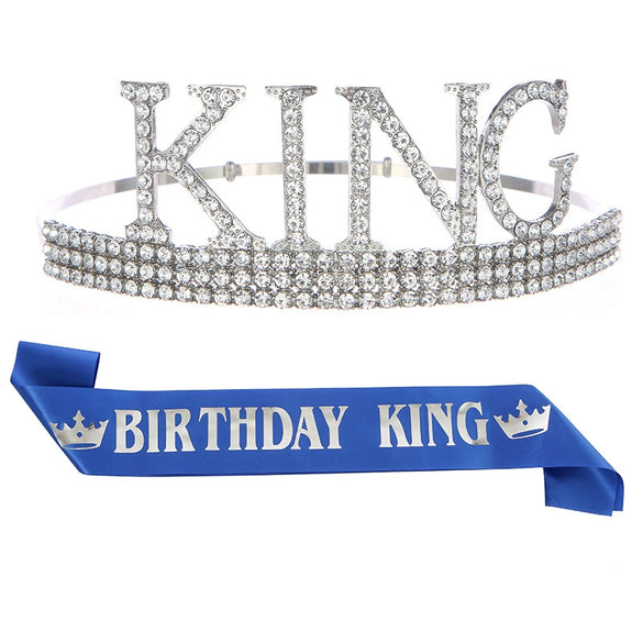 Men's Belt Set With Alloy And Satin Cloth Crown In Light Luxury Style For Birthday