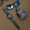 Men's Belt Watch Sunglasses Perfume Gift Box Suit With Ghost Face Design Alloy Case Imitation Leather Strap Stainless Steel Buckle