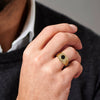 Men's Black Agate Ring S925 Sterling Silver Electroplated