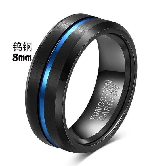 Men's Black And Gold Twotone Tungsten Steel Geometric Ring With Electroplated Finish Wholesale Jewelry