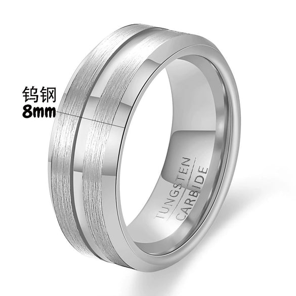 Men's Black And Gold Twotone Tungsten Steel Geometric Ring With Electroplated Finish Wholesale Jewelry