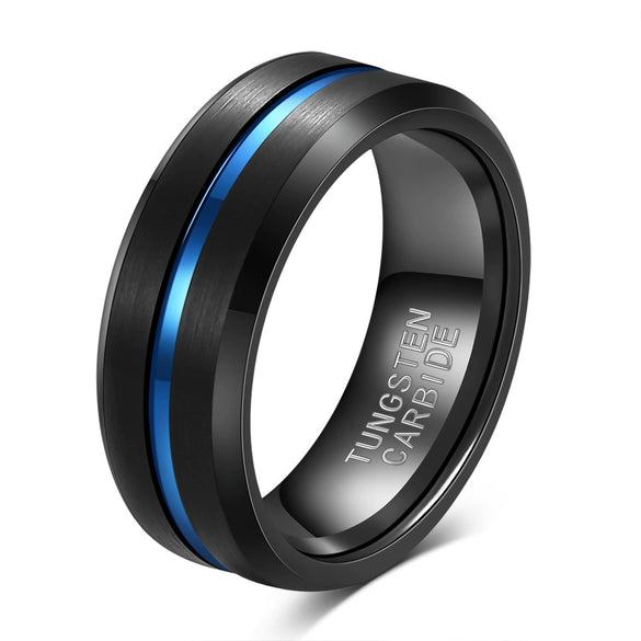 Men's Black And Gold Twotone Tungsten Steel Geometric Ring With Electroplated Finish Wholesale Jewelry