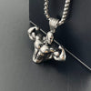 Men's Bodybuilding Arm Muscle Pendant Necklace Stainless Steel Retro Geometric Polished