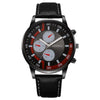 Men's Business Alloy Case Pu Strap Electronic Quartz Watch With Threeeye Sun Pattern And Round Dial